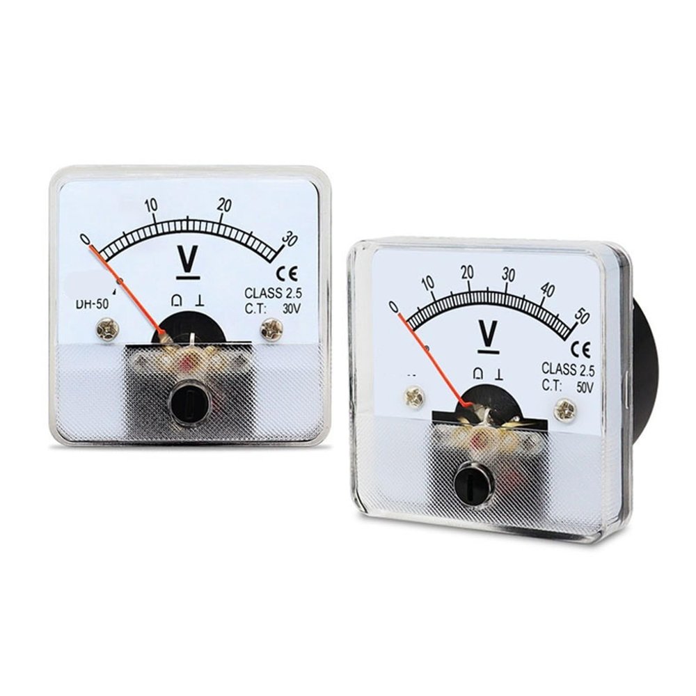 DH-50 DC Voltmeter Pointer Meter 1V 2V 3V 5V 10V 15V 20V 25V 30V 50V 75V - 600V Panel 1Pcs(10V)
