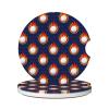 Neukim 2 Pack White Golf Balls Red Flames Blue Car Cup Holder Coasters, 2.56 Inch Anti Slip Ceramic Absorbent Coaster with Cork Base and Finger Notch Car Accessories Interior for Women Men view 1