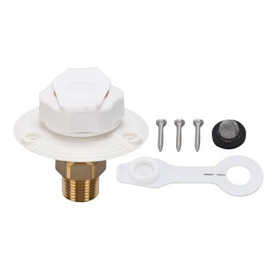Hilitand RV City Water Inlet, Brass 3/4 NH Female to 1/2 NPT Male Connector with Check Valve, Water Fill Flange for RV Trailers and Marine Campers