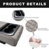 ZNDAW Car Center Console Armrest Pillow, 14"8.3" Waterproof Leather Armrest Box Cover with Cup and Phone Holder, Soft Memory Foam Arm Rest Console Pad Protector for SUV Truck (Gray, Embroidery) view 3