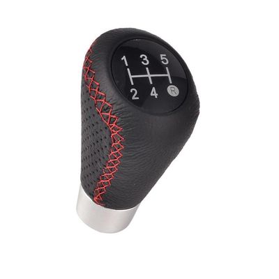 5 Speed Manual Transmission Gear Shifter Knob Leather Cover Compatible With Select Compact Cars Including 500 Punto Models(Red)