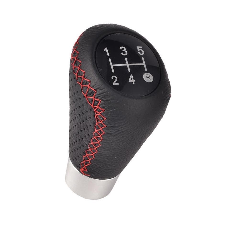 5 Speed Manual Transmission Gear Shifter Knob Leather Cover Compatible With Select Compact Cars Including 500 Punto Models(Red)
