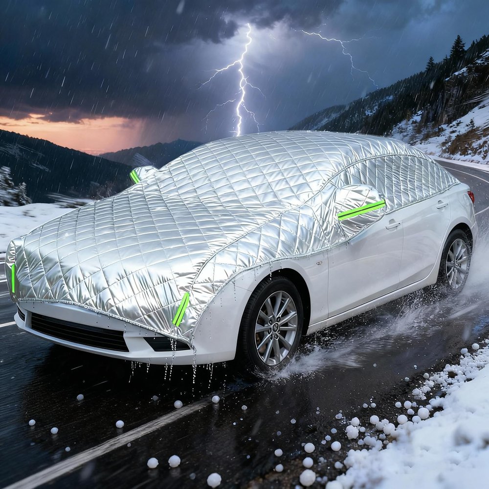 Hail Protector Car Cover Custom Fit Porsche 911 Carrera 4S Outdoor Anti-Hail Car Covers Waterproof Snowproof UV-Proof 5-Layer Cotton Lined Protection with Reflective Warnings and Buckles,Silver