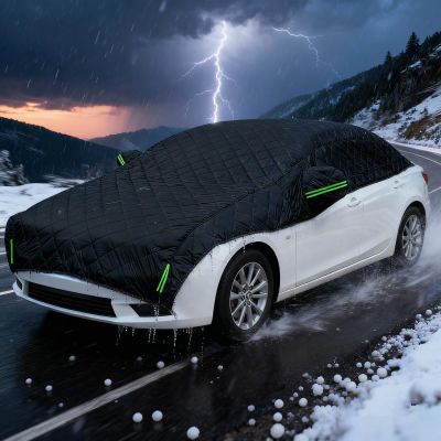 Outdoor Hail Protector Car Cover Custom Fit Ford Mustang(1994-2025) Heavy Duty Anti-Hail Car Covers Waterproof UV/Wind/Snow Protection with Cotton Layer and Reflective Accents,Black