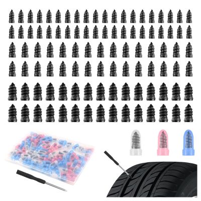 CXCCOI 100PCS Tire Plug Kit with Large & Medium & Small,Self-Service Flat Screw in Tire Plugs Tires Repair Kit for Quick Repair,Universal Screw in Tires Repairs Plugs for Most Vehicles