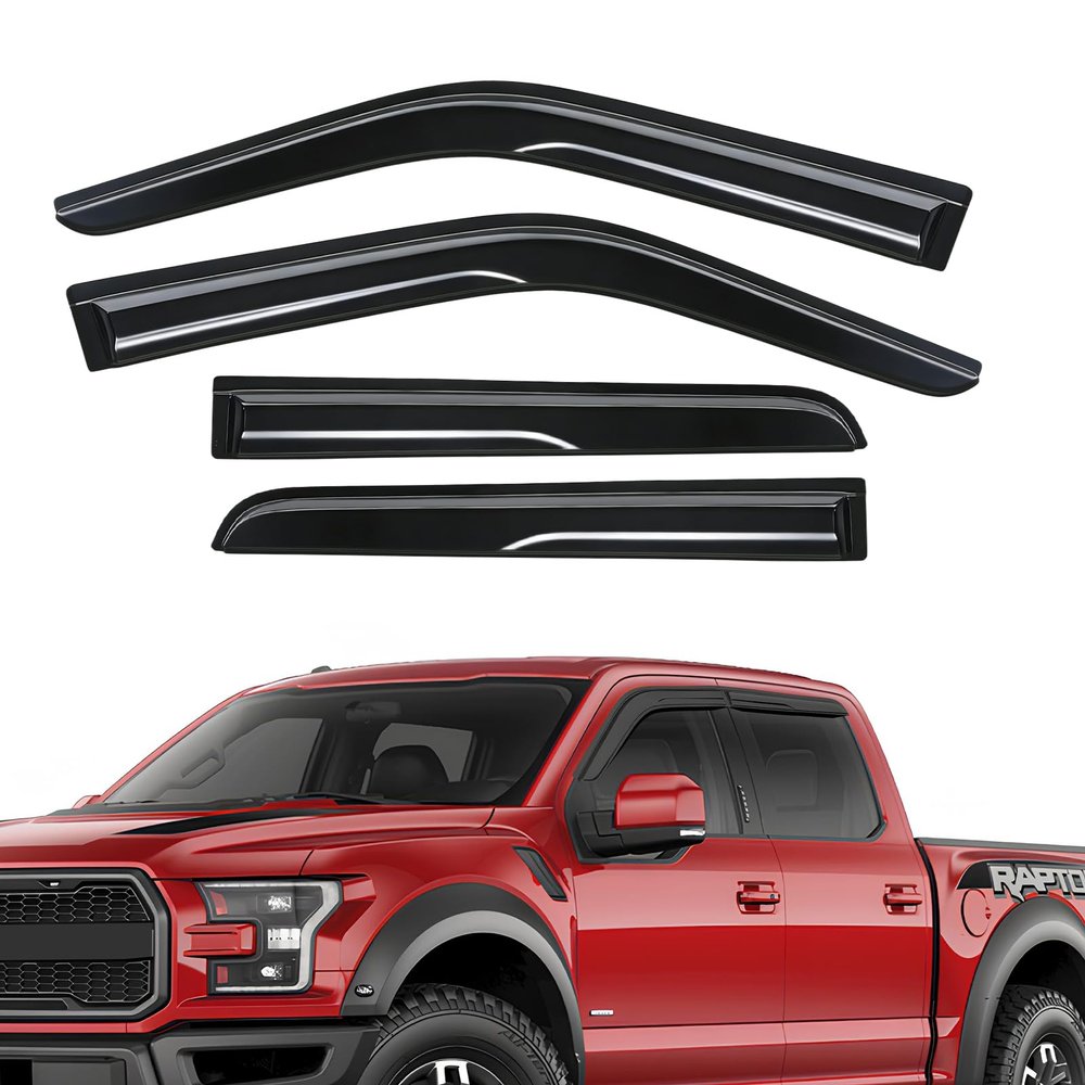 Rain Guards Fit for Ford F-150 SUPERCREW CAB 2015-2026 Black 4 PCS