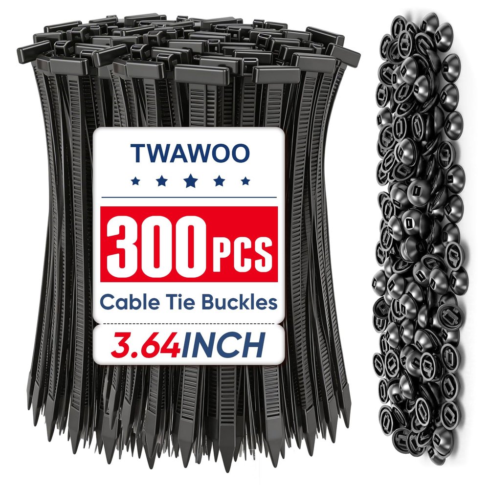 TEAWOO 300Pcs Nylon Universal Cable Tie Buckles, High-Strength Self-Locking Zip Ties, Car Bumper Fender Retainers, Fasteners for Automotive Repair & Home Organization
