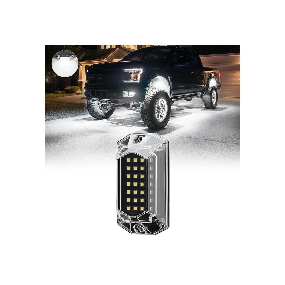 LD DARKEAGLE 1 Pod Full Angle All Pure White LED Rock Lights Replacement Damaged Pod for Full Angle White Rock Lights 12v Underglow Light Waterproof Neon for Trucks Jeep ATV UTV Offroad Pickup RZR SXS