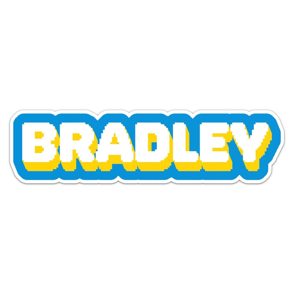 Pixel Style Bradley Name Sticker - Waterproof Vinyl Decal for Car Bumper, Laptop, Luggage, Water Bottle, Phone Cases, Wall, Window, Sticker Size - 6'' Longer Side