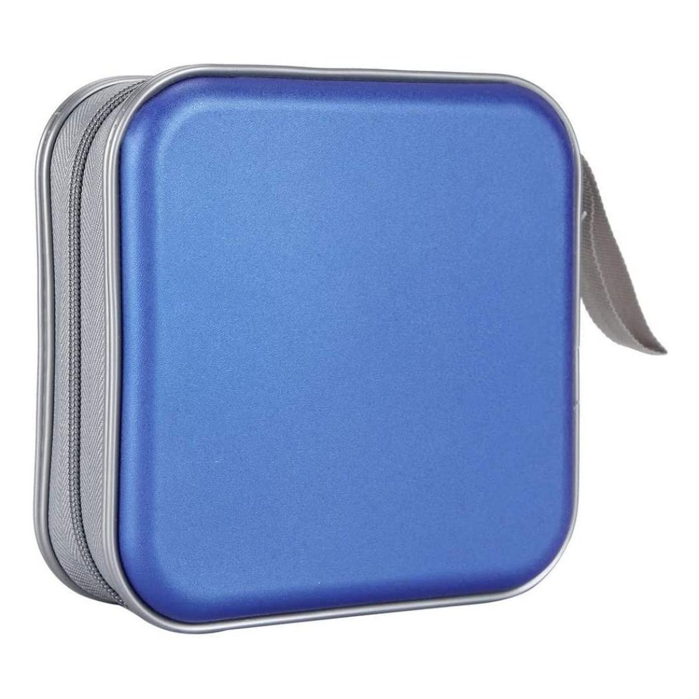 QCdeSoulBLV 40 Capacity CD Holder Case Wallet DVD Binder Organizer Storage Bag Album Hard Plastic Portable Blue