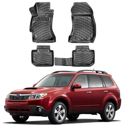 Floor Mats fits Subaru Forester 2007-2012 | Custom Fit Floor Liner for Cars | Premium Quality Car Mats Black | Odorless All Weather Waterproof Durable 4.5D Liner