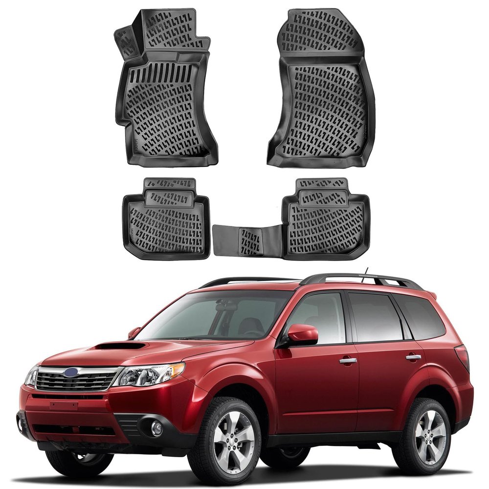 Floor Mats fits Subaru Forester 2007-2012 | Custom Fit Floor Liner for Cars | Premium Quality Car Mats Black | Odorless All Weather Waterproof Durable 4.5D Liner