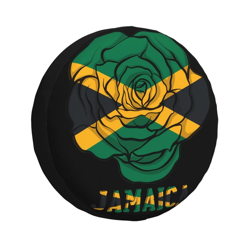 Jamaica Flag Roses Car Tire Dust Cover for Your SUV, Jeep, Rv, Trailer, Truck