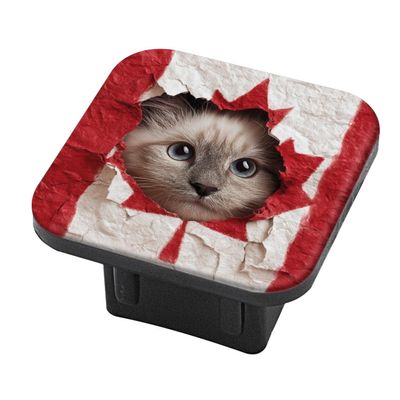 2 Inch Rubber Trailer Hitch Cover, Cute Ragdoll Peeks Out from Behind The Hole in A Canadian Flag Trailer Hitch Cover Tube Plug Insert, Car Exterior Accessories, Receiver Tube Hitch Plug