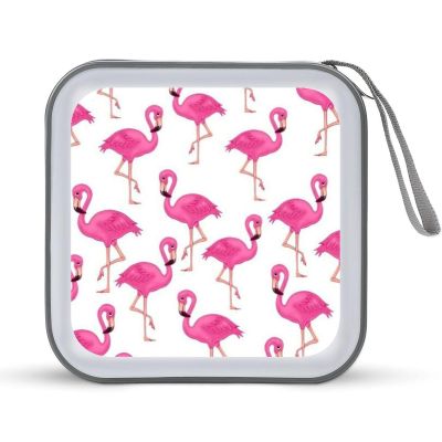 FodPand Pink Flamingo CD Case 40 Capacity CD Holder Organizer Portable Zipper DVD Collection Storage Bag Compact Cases Storage Binder Plastic Holder Disc Car Home Travel