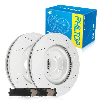 PHILTOP Front Brake Kit Fit for 2013-2018 Lexus ES300h, Brakes Rotors Ceramic Brakes Pads Replacement: 11.65 inch (296mm) Rotors Drilled and Slotted31434+D1293