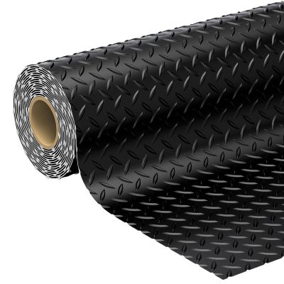 MZGTYW Diamond-Plate Rubber Flooring Rolls, 3x4FT Garage Floor Mat, for Garage Floor, RV Trailer Flooring, Water/Stain Resistant Parking Mat .Black