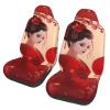 Loklneyk Anime Girl Japanese Geisha Pattern Universal Car Seat Covers 2-Piece Set - Stretch-to-Fit Front Seat Protectors for Cars, Trucks & Suvs | Bucket-Style Fit, Breathable view 1