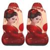 Loklneyk Anime Girl Japanese Geisha Pattern Universal Car Seat Covers 2-Piece Set - Stretch-to-Fit Front Seat Protectors for Cars, Trucks & Suvs | Bucket-Style Fit, Breathable view 2