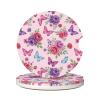 Neukim 2 Pack Pink Purple Red Flowers Butterfly Car Cup Holder Coasters, 2.56 Inch Anti Slip Ceramic Absorbent Coaster with Cork Base and Finger Notch Car Accessories Interior for Women Men view 1
