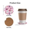 Neukim 2 Pack Pink Purple Red Flowers Butterfly Car Cup Holder Coasters, 2.56 Inch Anti Slip Ceramic Absorbent Coaster with Cork Base and Finger Notch Car Accessories Interior for Women Men view 3