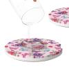 Neukim 2 Pack Pink Purple Red Flowers Butterfly Car Cup Holder Coasters, 2.56 Inch Anti Slip Ceramic Absorbent Coaster with Cork Base and Finger Notch Car Accessories Interior for Women Men view 4