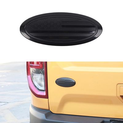 KINGJUNHAO Car Rear Tailgate Logo Emblem Trim for 2015+ Ford F-150 F150 F250 F350 Mustang Bronco, Bronco Sport Nameplate Cover USA Flag, Black Small