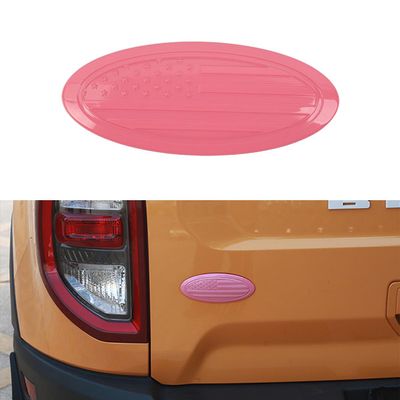 KINGJUNHAO Car Rear Tailgate Logo Emblem Trim for 2015+ Ford F-150 F150 F250 F350 Mustang Bronco, Bronco Sport Nameplate Cover USA Flag, Pink Small