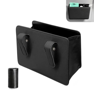 Zigeiya Car Trash Can, Multi-function Foldable Hanging Storage Bag with Back Clip, Open-top Waterproof Garbage Bag Container, Back Seat Organization Accessory for Car SUV Truck (Black)