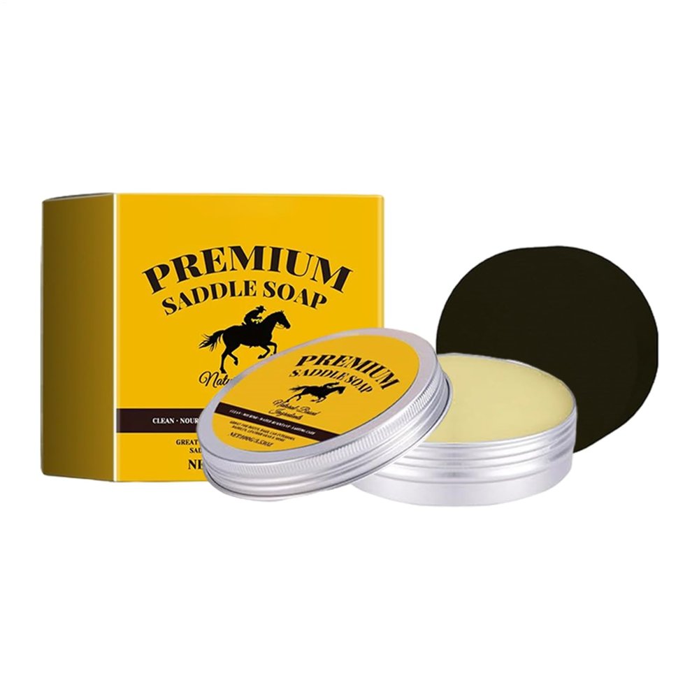 Saddle Soap for Leather - 100g Boot Care Restorer - Leather Cleaner & Conditioner Kit with Sponge for Boots, Bags, Saddles, Car Interiors, Shoes