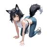 FDSPJKG Wolf Anime Girl Car Sticker Climbing Posture Decal Waterproof Decor Suitable for Helmet Motorcycle Trunk 5.1 (A) view 1