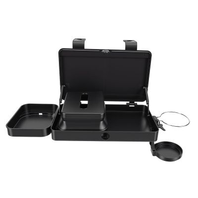 Yechiry Car Backseat Organizer, Portable Multifunctional Storage Table with Detachable Clips Expansion Tray Cup Holder Tissue Box Hanging Hooks for Family Road Trips Daily Commutes