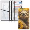 Bolaz Sloths and Sunflowers Car Registration and Insurance Holder Leather Vehicle Document Glove Box Organizer for License Cards Accessories view 1