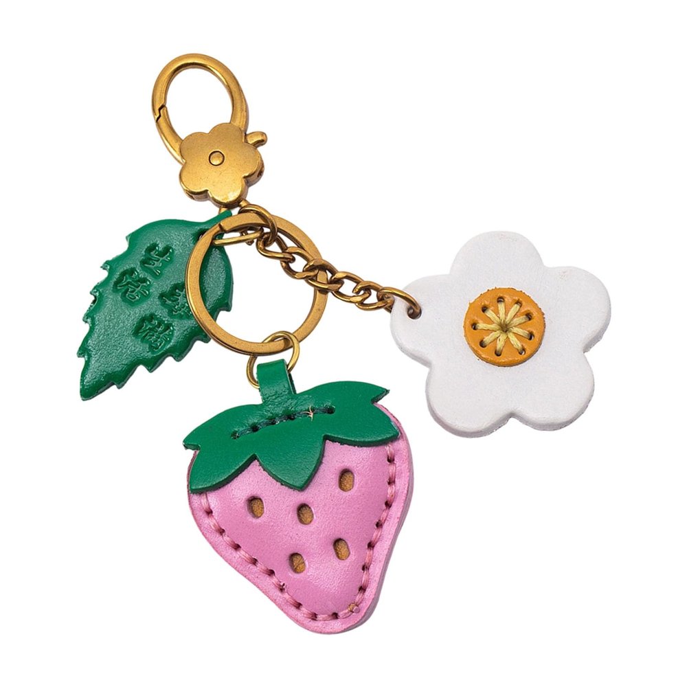 arzgul Adorable Elephant Fruit Design PU Leather Keychain Portable for Car Keys Secure Clasp(pink strawberry)