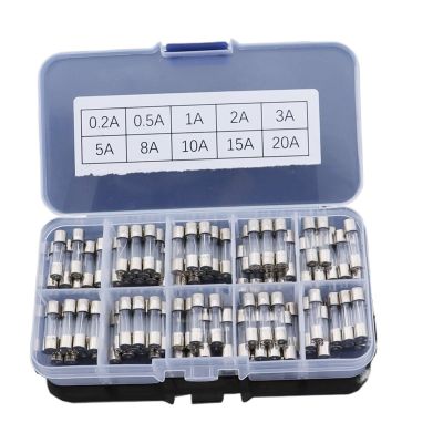 100Pcs Set 5x20mm Quick Blow Glass Tube Fuse Assorted Kits,Fast-blow Glass Fuses