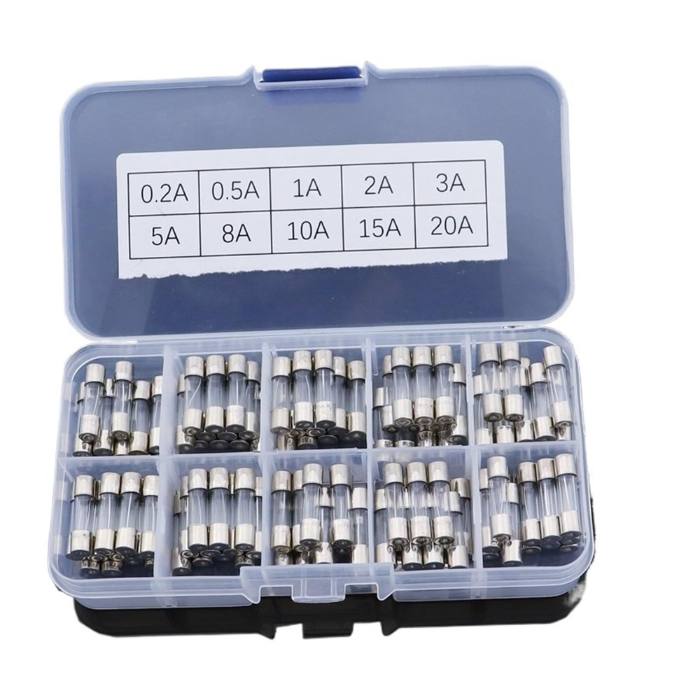 100Pcs Set 5x20mm Quick Blow Glass Tube Fuse Assorted Kits,Fast-blow Glass Fuses