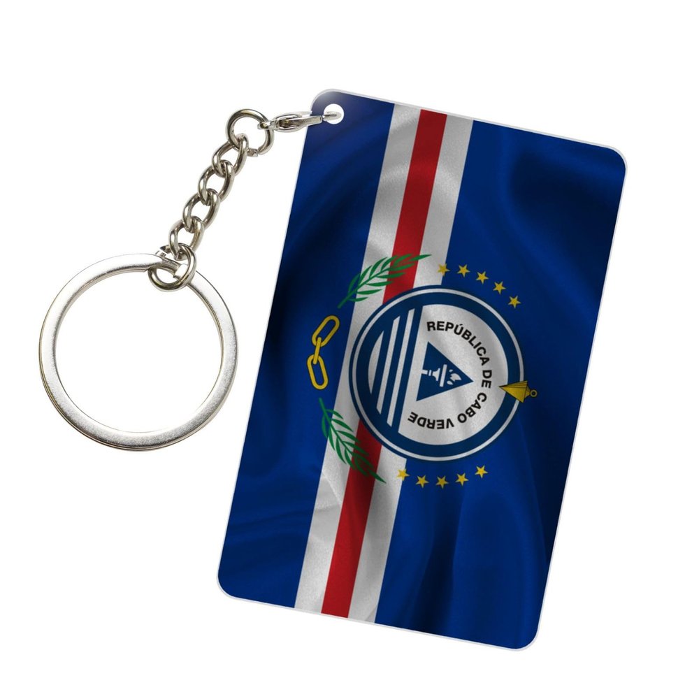SMLBNE Cape Verde Flag Coat Of Arms Cape Verdean Acrylic Keychain 2x3in Men Women Daily Outdoor Carry99