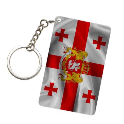 SMLBNE Georgia Flag Coat Of Arms Georgian Acrylic Keychain 2x3in Men Women Daily Outdoor Carry69