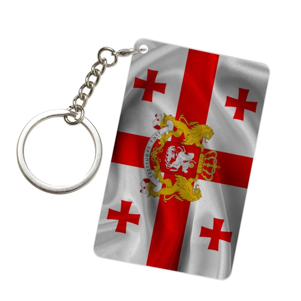 SMLBNE Georgia Flag Coat Of Arms Georgian Acrylic Keychain 2x3in Men Women Daily Outdoor Carry69