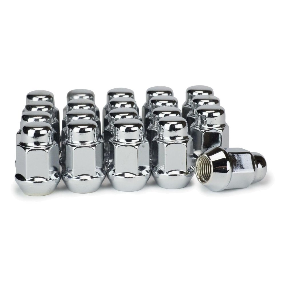 IKENEF Lug Nuts 20 Bulge Acorn Wheels Rims 12X1.5 Closed End Chrome 19 mm Hex Steel for Saturn for GMC for Cadillac for Buick