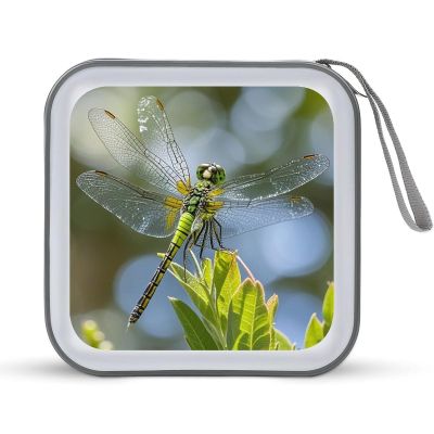 FekiLoot Jewel Dragonfly CD Case 40 Capacity DVD Case Holder Hard Plastic DVD Disc Storage Binder for Car Portable Zipper Disc Storage Organizer Wallet Bag for Home Travel