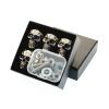Blue Eye Skull License Plate Screw Kit 4Pcs Silver Aluminum Alloy Decorative Fasteners Universal Fit for Cars Trucks & Motorcycles (Blue Eye Skull) view 1