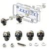 Blue Eye Skull License Plate Screw Kit 4Pcs Silver Aluminum Alloy Decorative Fasteners Universal Fit for Cars Trucks & Motorcycles (Blue Eye Skull) view 2