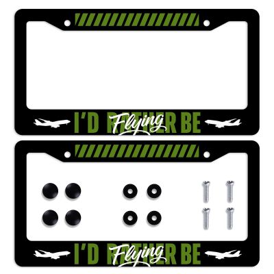 2 Pcs Rather Be Flying Art License Plate Frame Minimal Jet Icons License Plate Personalise Stainless Steel Rust-Proof Auto Parts Funny License Plate Frames Decoration for Men Women 6 X 12 Inch