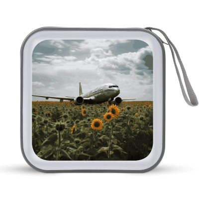 Ouyniei Plane Flies to Sunflower Field CD Case Binder for Travel Car DVD Storage Case DVD Storage Bag with Handles Cover CD Storage Binder for Blu-ray Movie Music Audio Disks 40 Disc Units