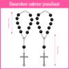 Surosha 2PCS Car Rosary for Rearview Mirror, Rearview Mirror Hanging Accessories, Religious Cross Medal Blessing Beads Hanging Ornament, Auto Personalized Protection Charm for Women Men (Black) view 2