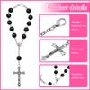 Surosha 2PCS Car Rosary for Rearview Mirror, Rearview Mirror Hanging Accessories, Religious Cross Medal Blessing Beads Hanging Ornament, Auto Personalized Protection Charm for Women Men (Black) view 4