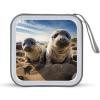 FekiLoot Seal on The Beach CD Case 40 Capacity DVD Case Holder Portable Zipper CD Cases Holder Large Storage Disc Wallet Bag Hard Plastic DVD Cases for Car Home Travel view 1