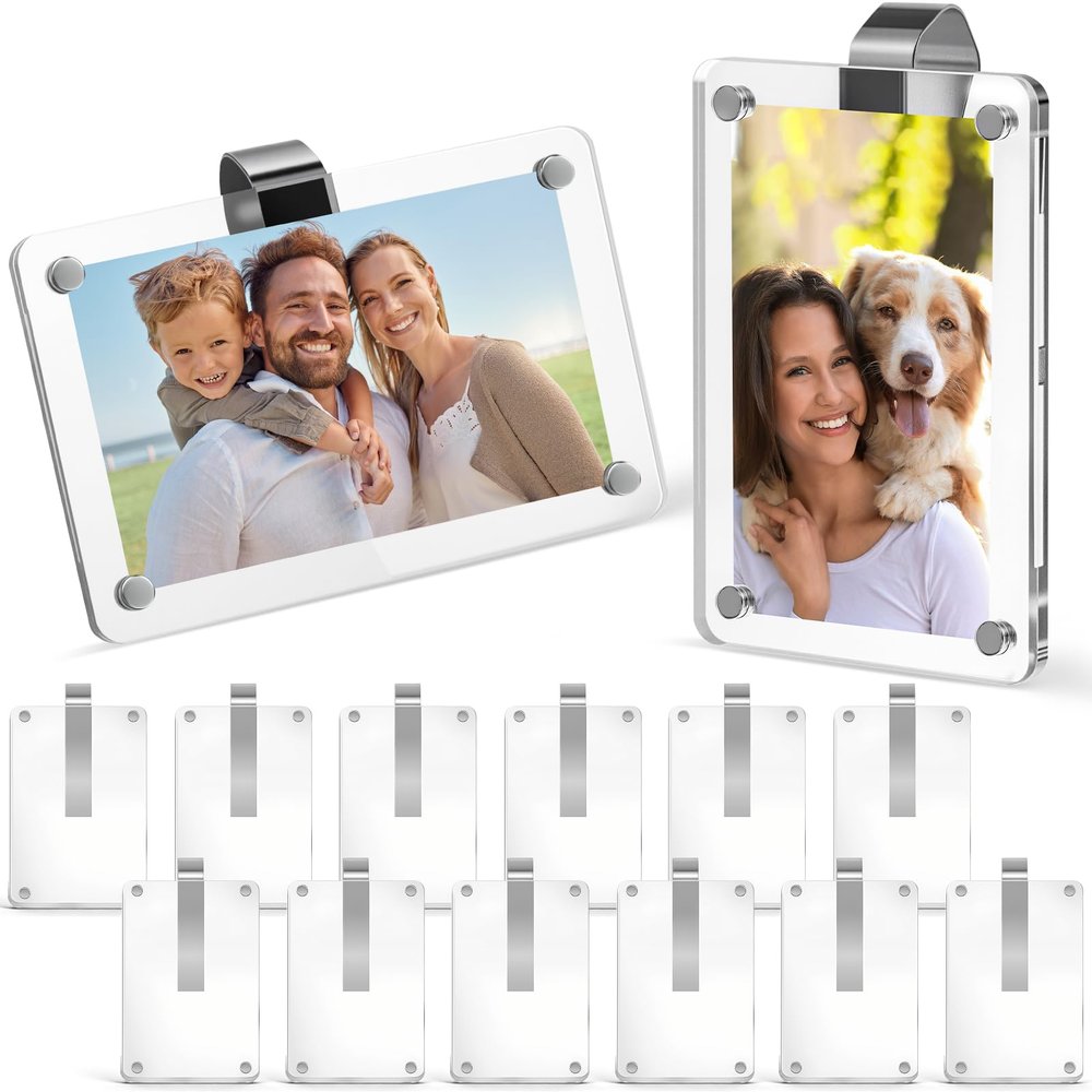 12 Pcs Car Sun Visor Photo Holder, 2.4x3.5 Inch Acrylic Magnetic Car Visor