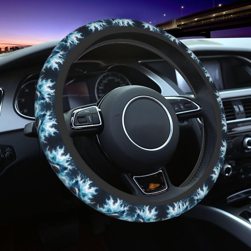 NTYFUR Shark Splash Water Steering Wheel Cover for Women Men Steering Wheel Grip Wrap for Car 15 Inch